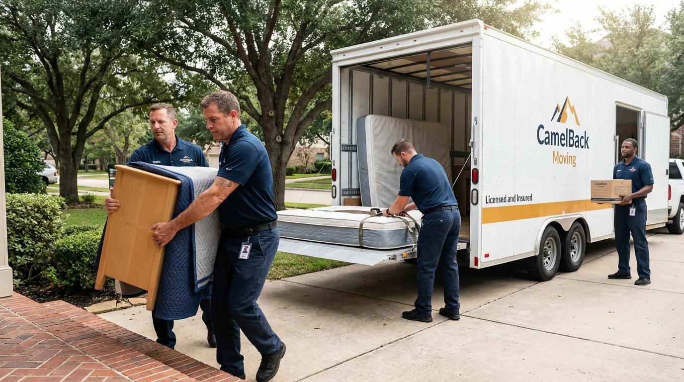 Crew loading residential truck for cross-state move from Lagrange, OH