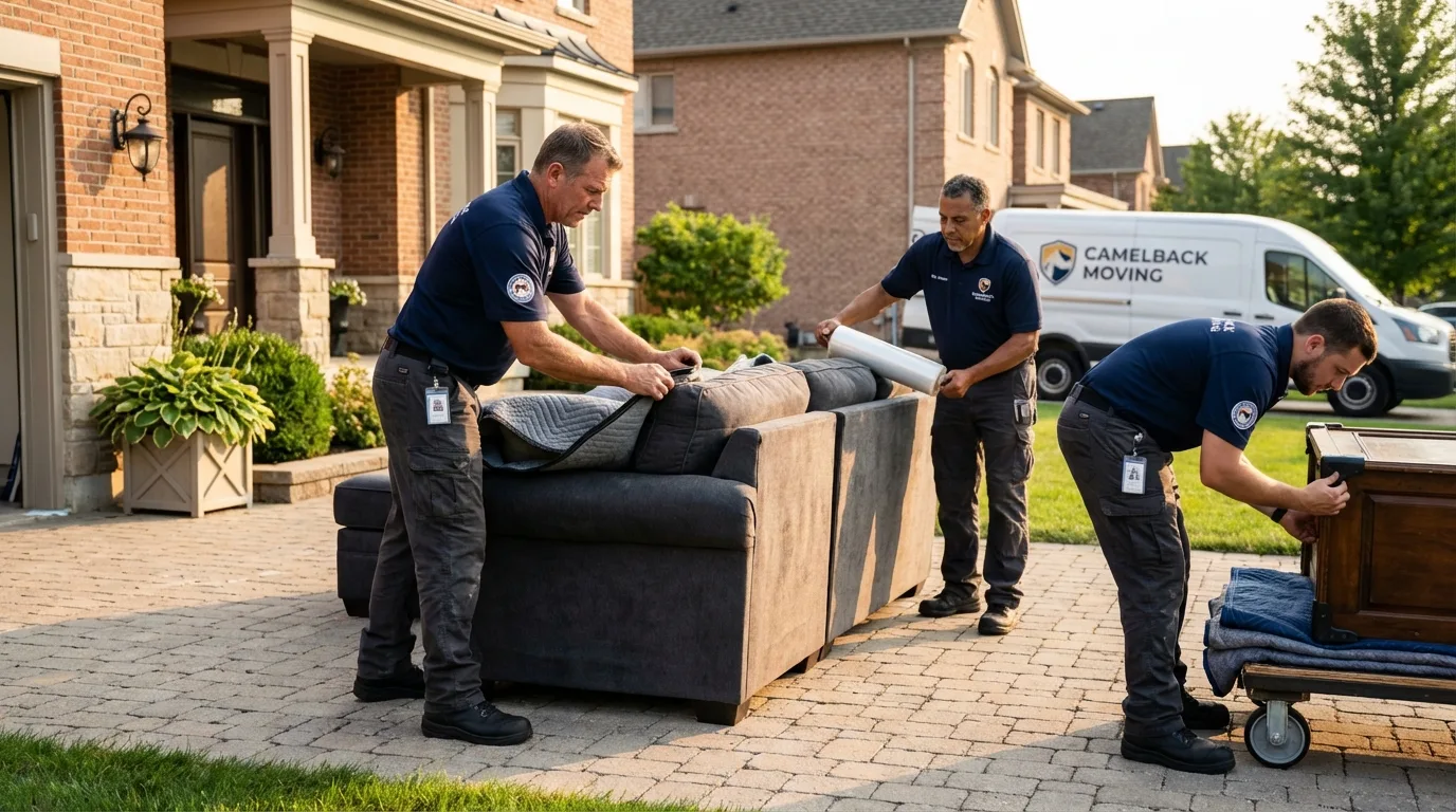 Large estate moving crew wrapping furniture in Lagrange, OH