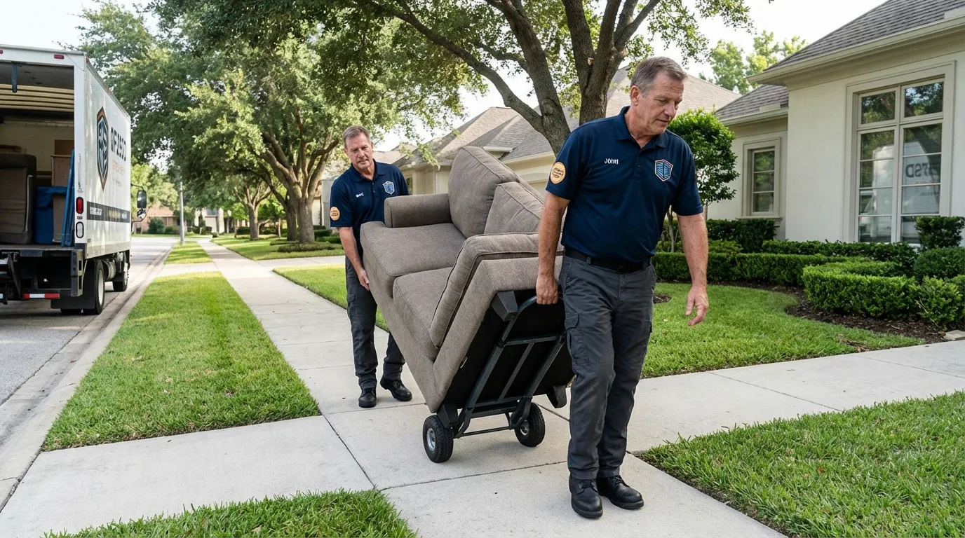 Local residential moving crew loading furniture in Lagrange, OH